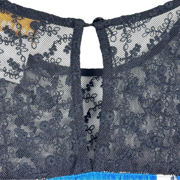 FOXIE DOX CARMELLA BLUE FLORAL PLEATED LACE MINI DRESS - Picture 9 of 14